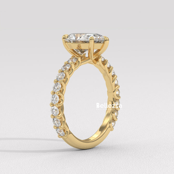 1.50-2.50CT Pear Diamond Pave Setting Lab Grown Engagement Ring