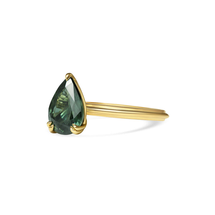 2.0CT Green Sapphire Pear Diamond Solitaire Lab Grown Engagement Ring