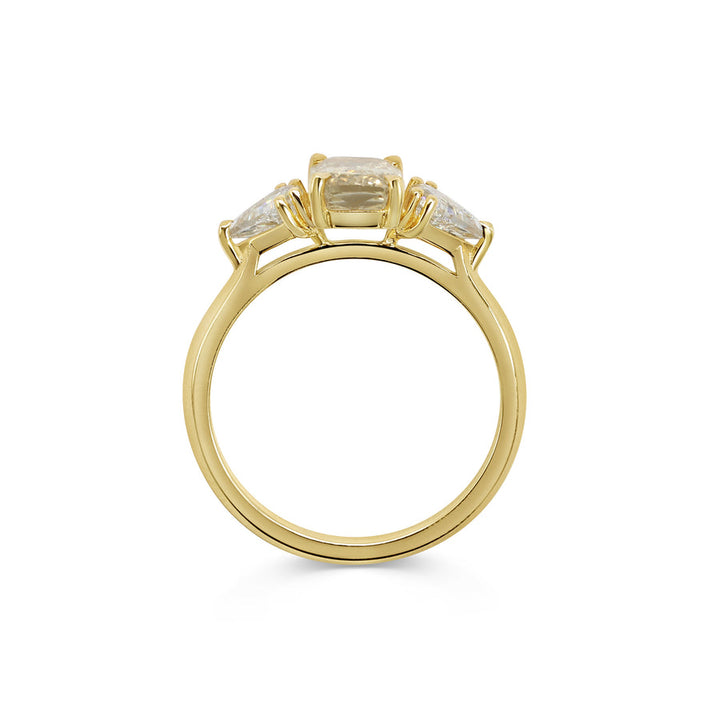 1.50CT Yellow-Peach Emerald Cut Three Stone Lab Grown Engagement Ring
