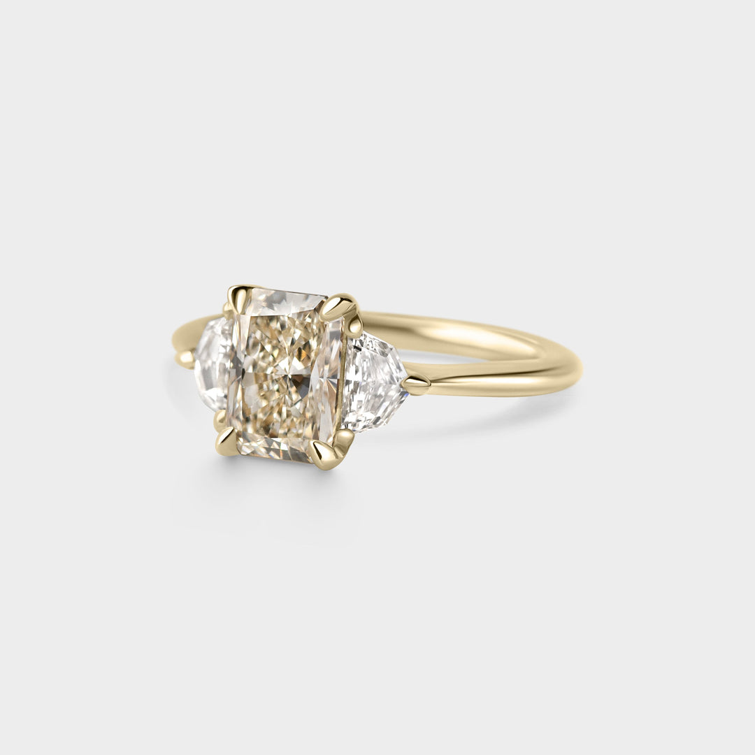 1.0CT Light Fancy Yellow Radiant Cut Cluster Setting Lab Grown Engagement Ring