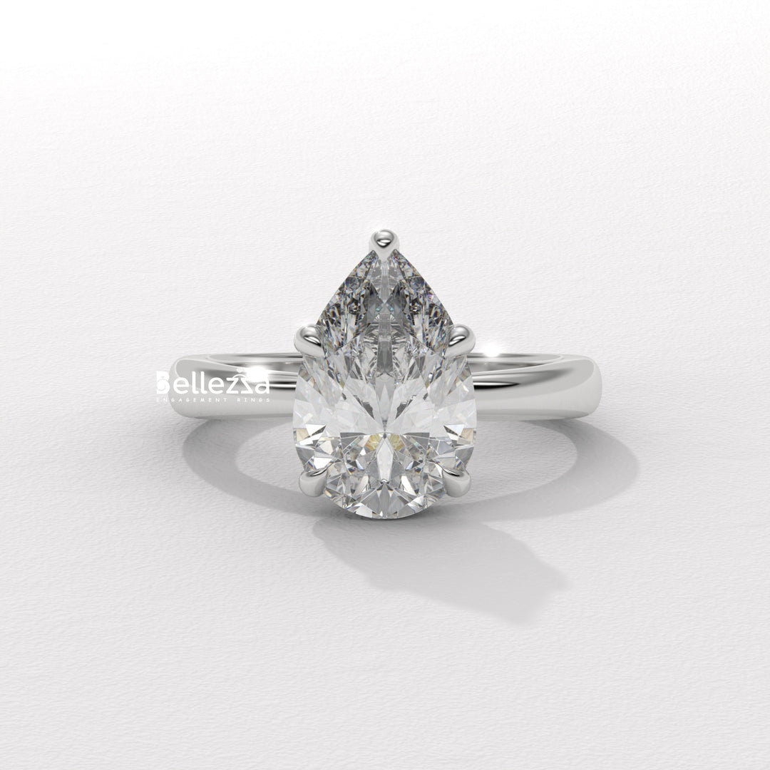 1.50-2.50CT Pear Cut Hidden Halo Lab Grown Engagement Ring