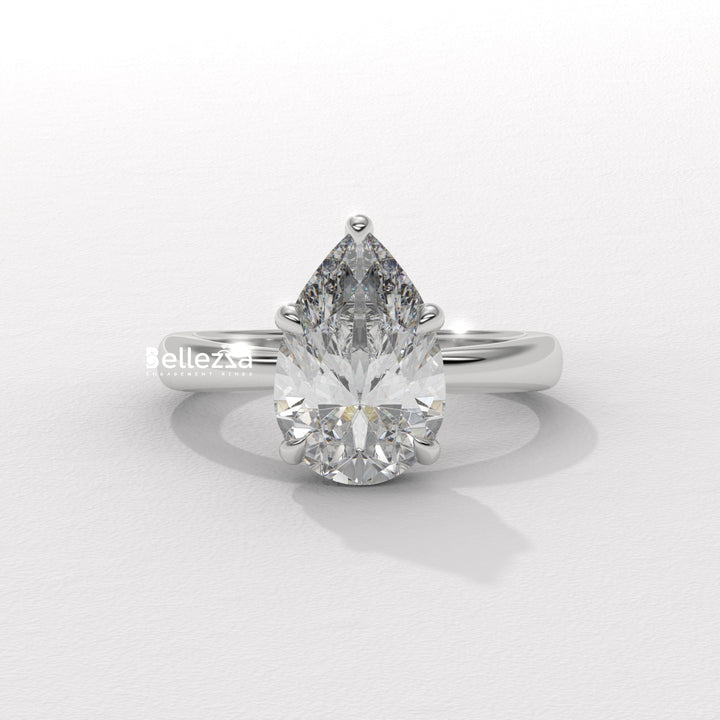 1.50-2.50CT Pear Cut Hidden Halo Lab Grown Engagement Ring