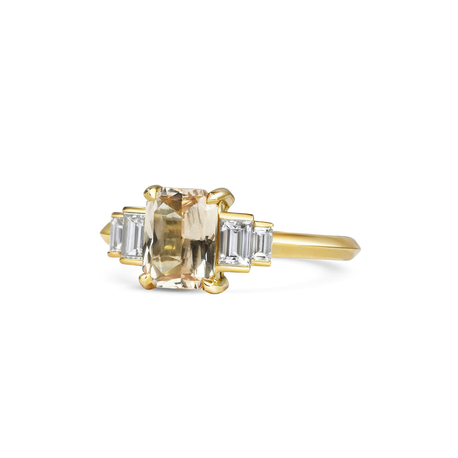 1.0CT Peach Radiant Cut Five Stone Lab Grown Engagement Ring