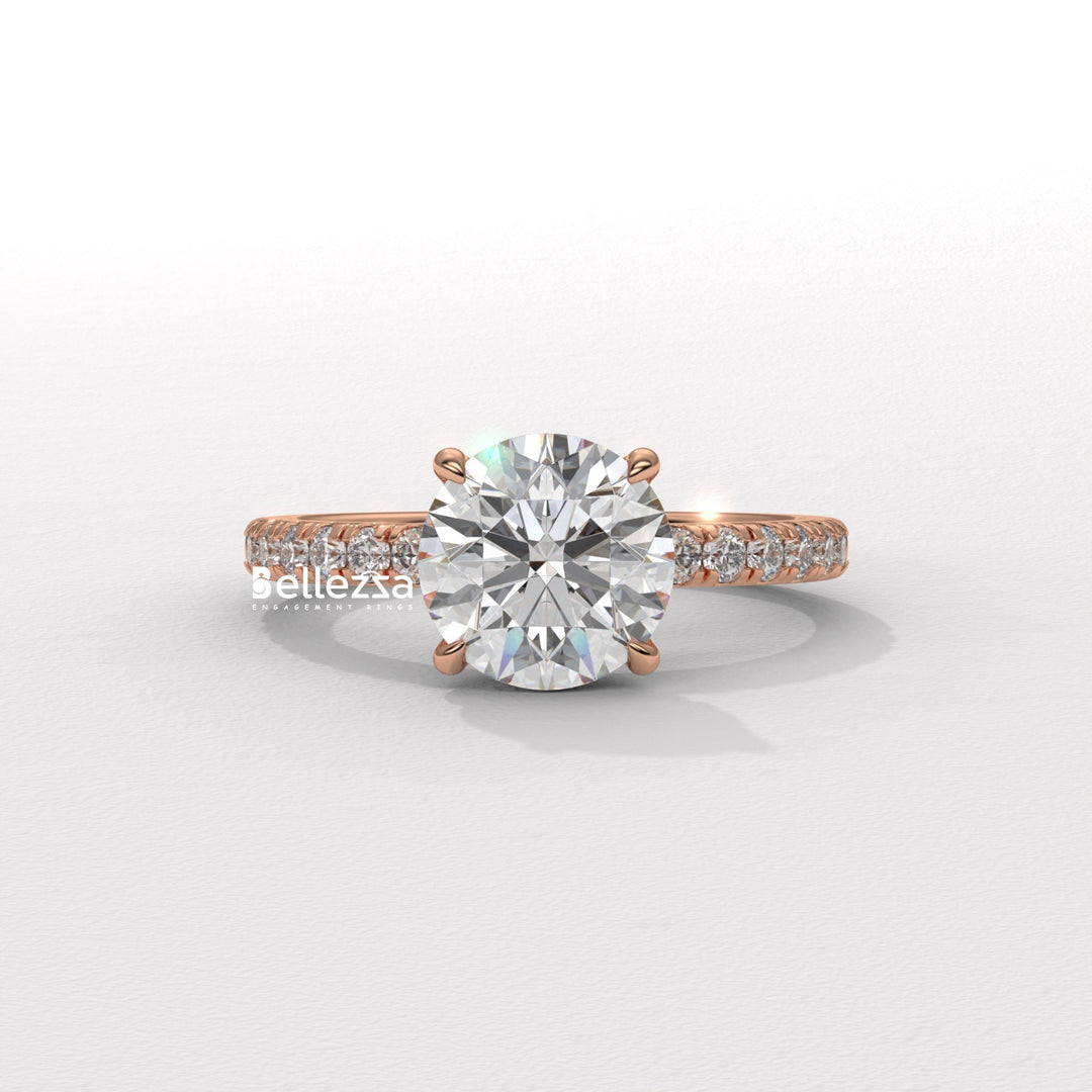 1.50-2.50CT Round Cut Hidden Halo Lab Grown Engagement Ring