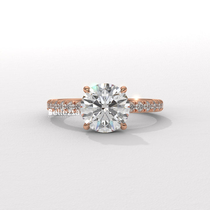 1.50-2.50CT Round Cut Hidden Halo Lab Grown Engagement Ring