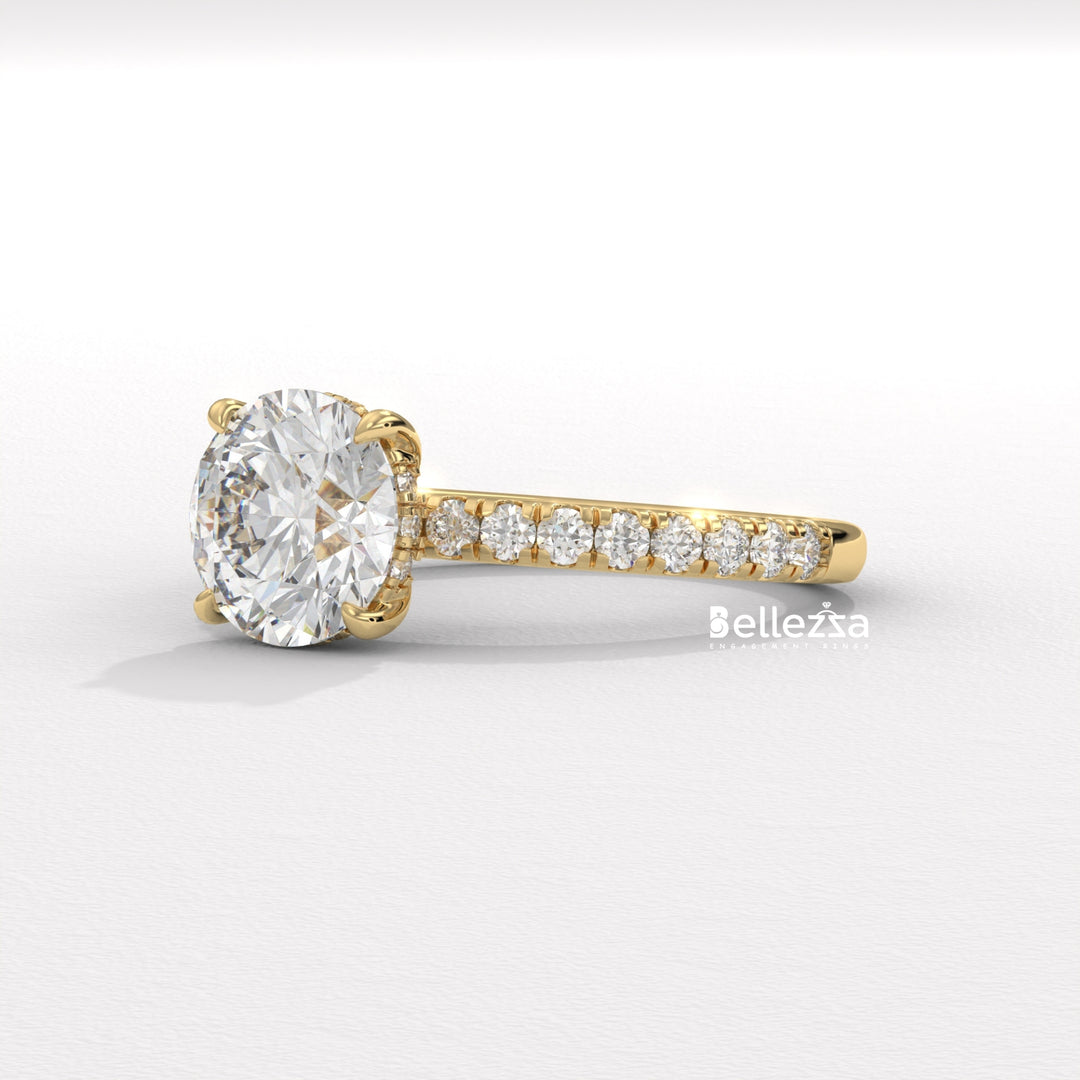 1.50-2.50CT Round Cut Hidden Halo Lab Grown Engagement Ring
