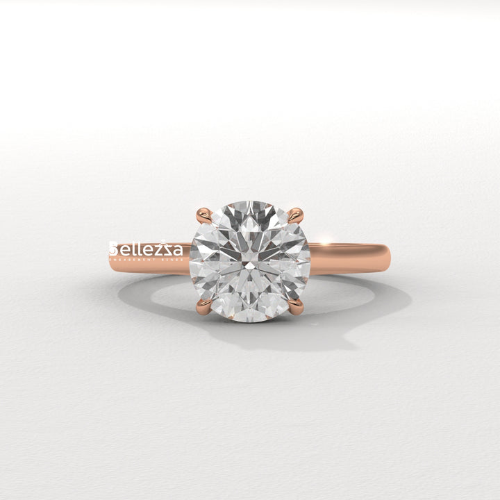 1.0-2.0CT Round Cut Hidden Diamond Lab Grown Engagement Ring