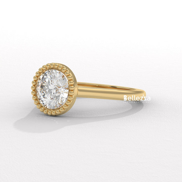 1.0-2.0CT Round Diamond Vintage Bezel Setting Lab Grown Engagement Ring