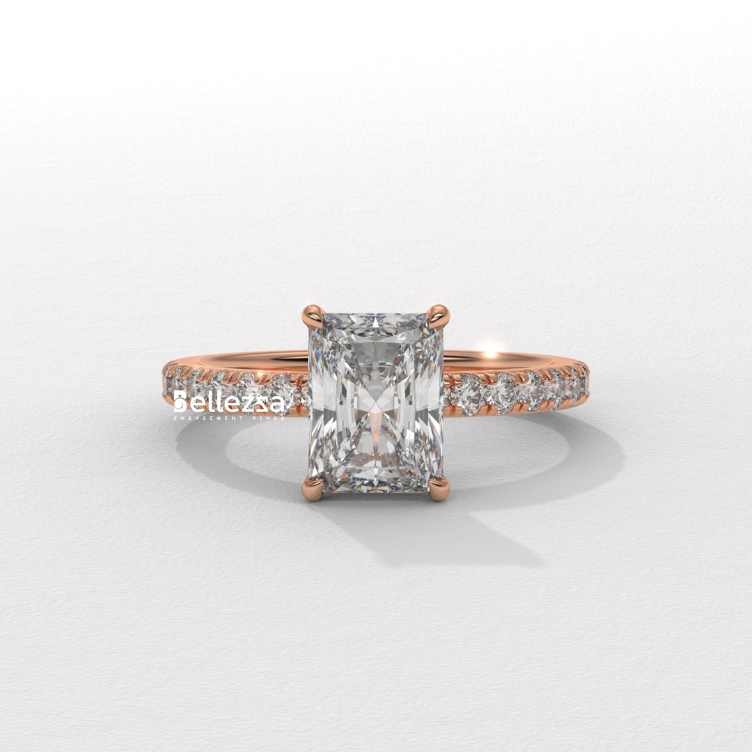 1.50-2.50CT Radiant Cut Hidden Halo Lab Grown Engagement Ring