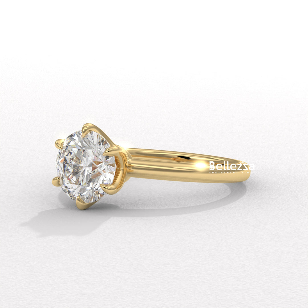1.0-2.0CT Round Diamond Solitaire Setting Lab Grown Engagement Ring