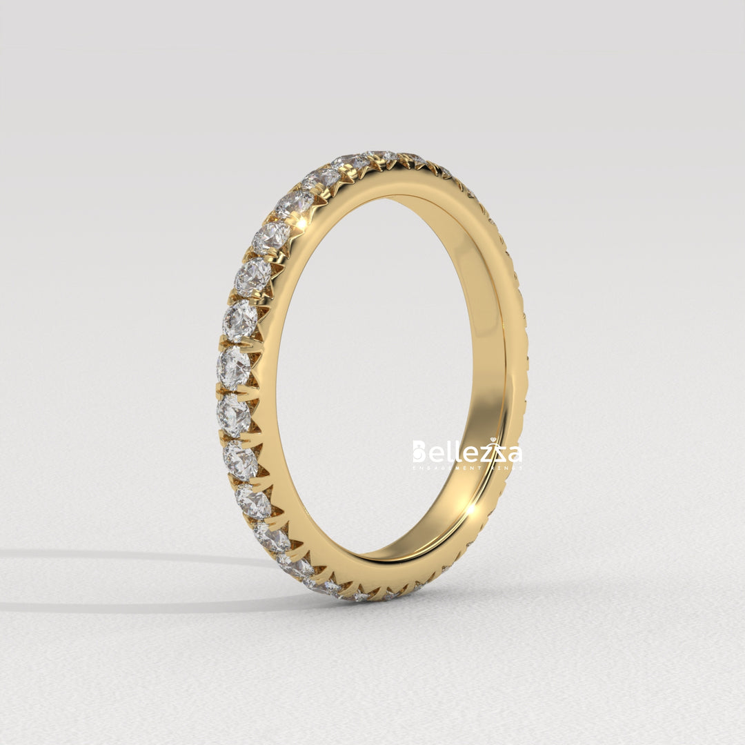 Round Dimaond Pave Setting Eternity Lab Grown Wedding Band