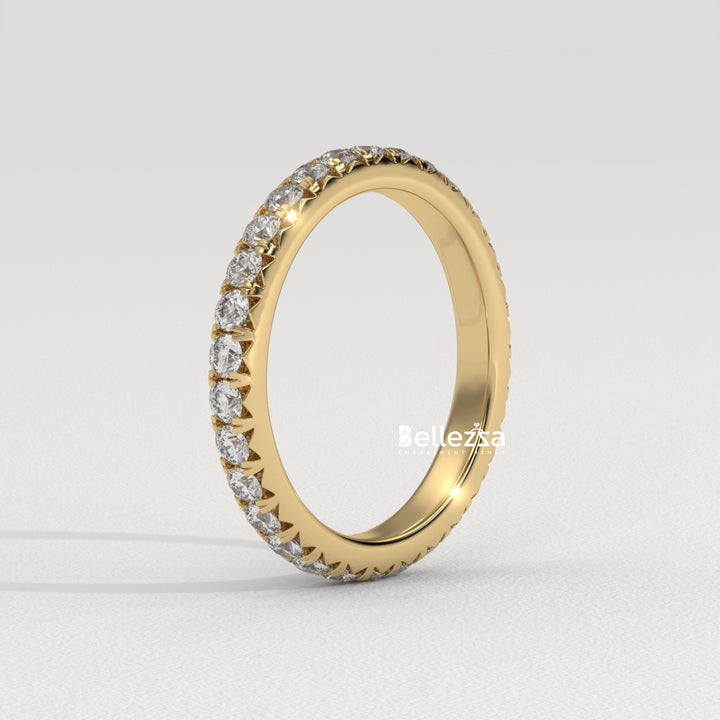 Round Dimaond Pave Setting Eternity Lab Grown Wedding Band