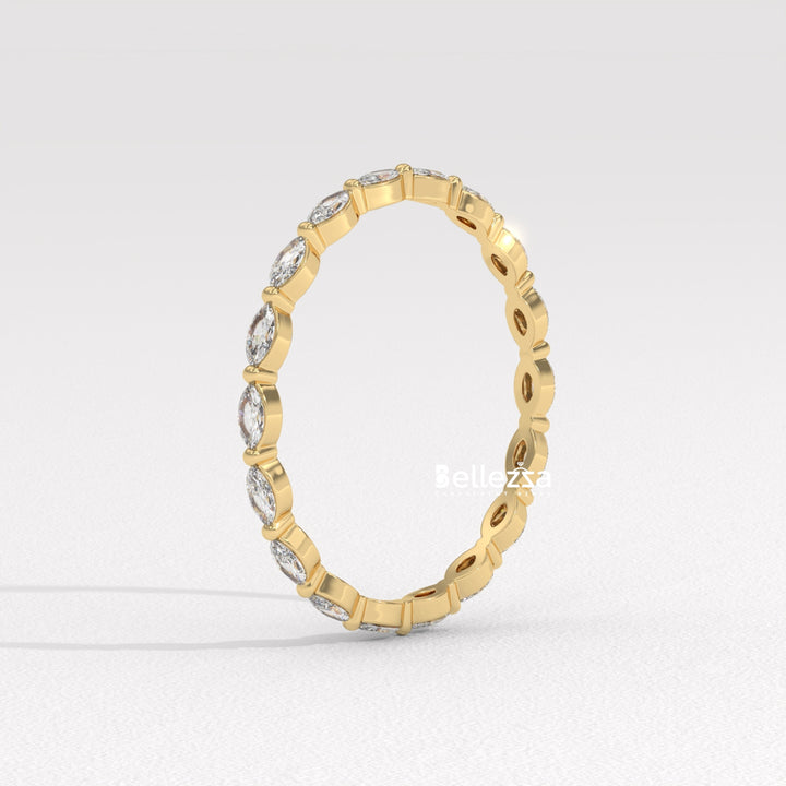 East-West Marquise Diamond Eternity Lab Grown Wedding Band
