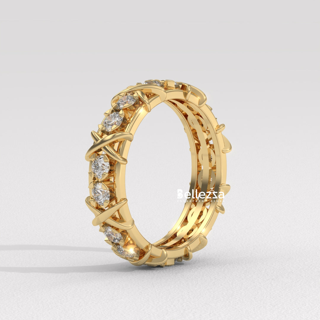 Round Diamond Unique Full Eternity Lab Grown Wedding Band