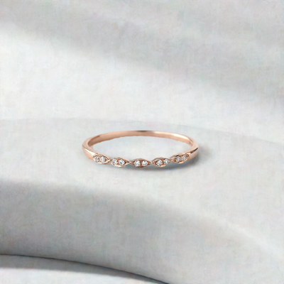 0.10CTW Round Brilliant Cut Half Eternity Thine Vintage Wedding Band