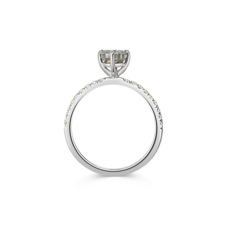 1.0CT Grey Cushion Cut Pave Setting Lab Grown Engagement Ring