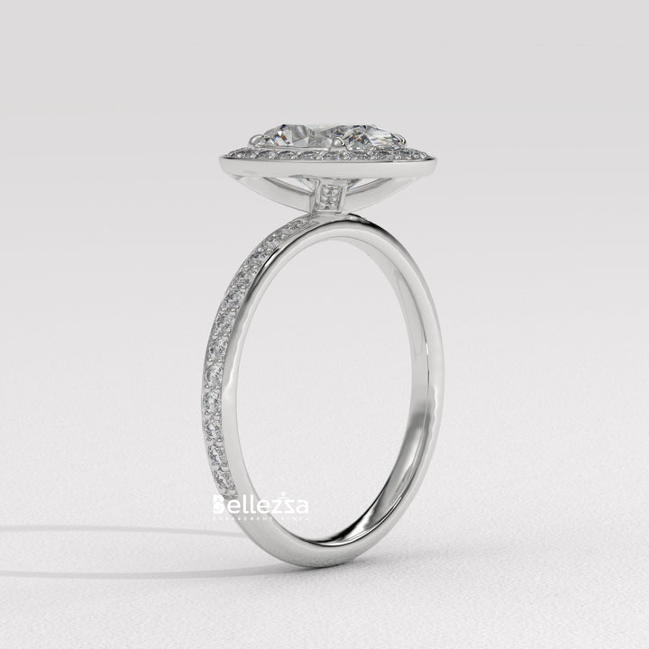 1.50-2.50CT Oval Cut CVD Diamond Halo Setting Engagement Ring