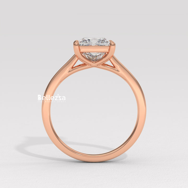 1.0-2.0CT Princess Diamond Solitaire Setting Lab Grown Engagement Ring