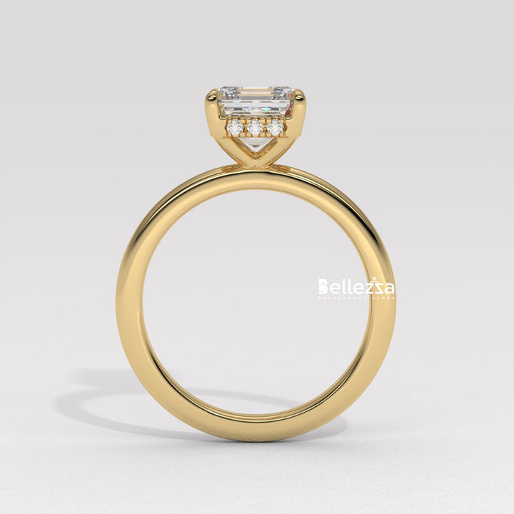 1.50-2.50CT Asscher Cut Diamond Hidden Halo Lab Grown Engagement Ring