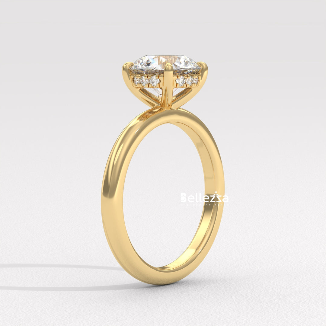 1.0-2.0CT Round Cut Hidden Halo Lab Grown Engagement Ring