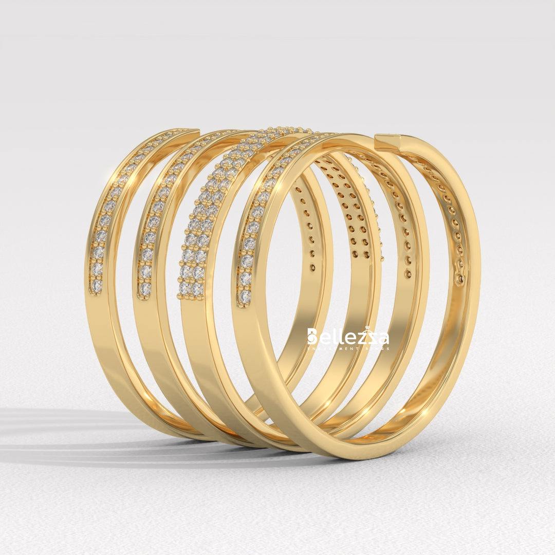 Round Diamond Spiral Style Unique Lab Grown Wedding Ring