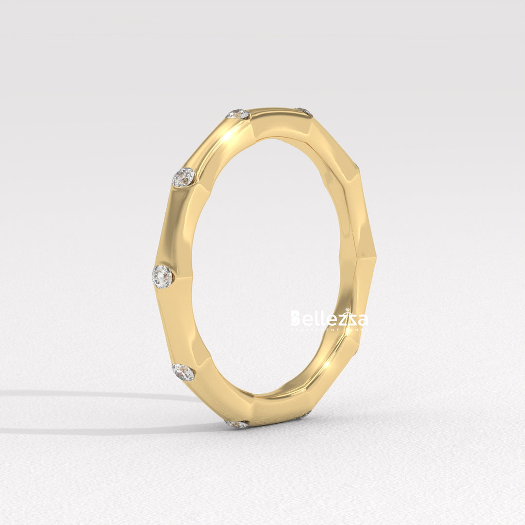 Round Diamond Petite Pave Setting Lab Grown Wedding Band