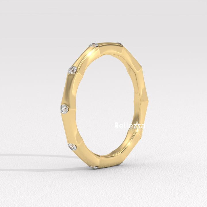 Round Diamond Petite Pave Setting Lab Grown Wedding Band