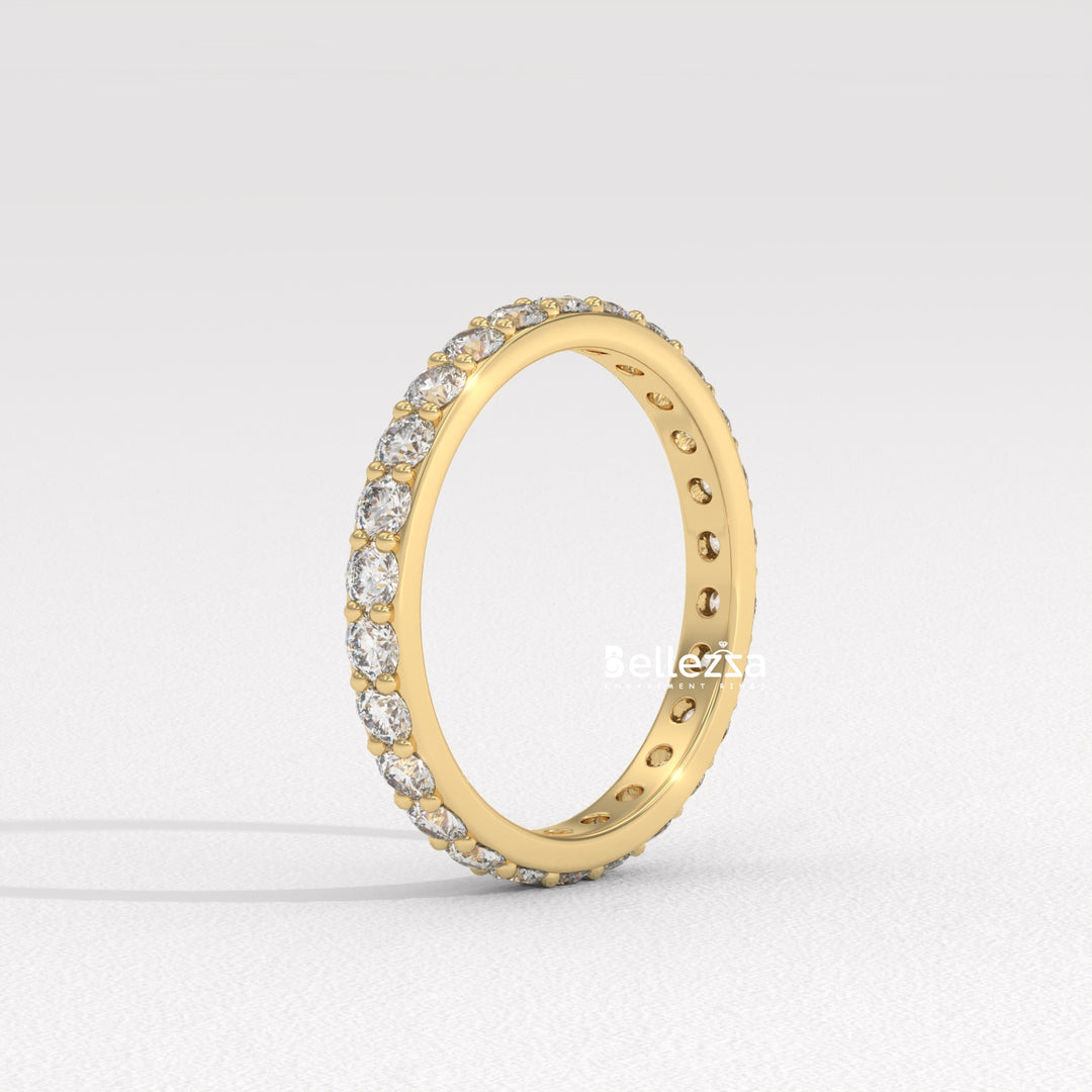 Round Diamond Full Eternity Pave Setting Lab Grown Wedding Band