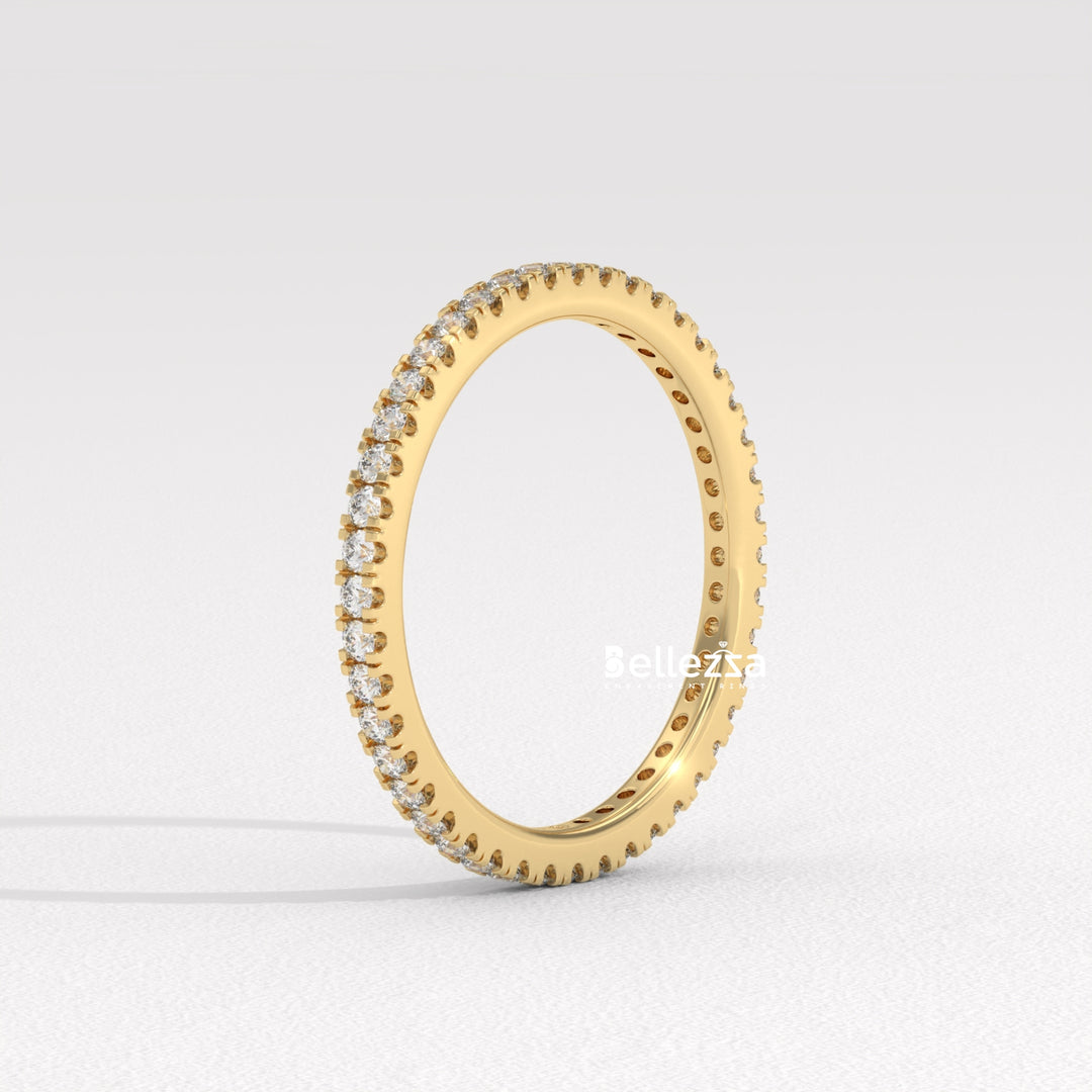 Round Diamond Pave Setting Eternity Lab Grown  Wedding Band