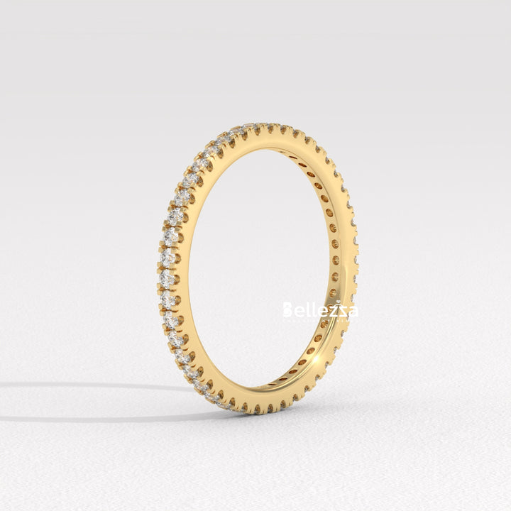 Round Diamond Pave Setting Eternity Lab Grown  Wedding Band