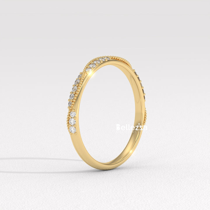 Round Diamond Vintage Style Half Eternity Lab Grown Wedding Band