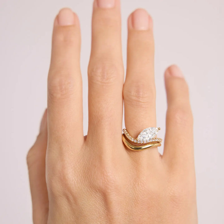 1.50CT Marquise Cut Unique Pave Moissanite Engagement Ring