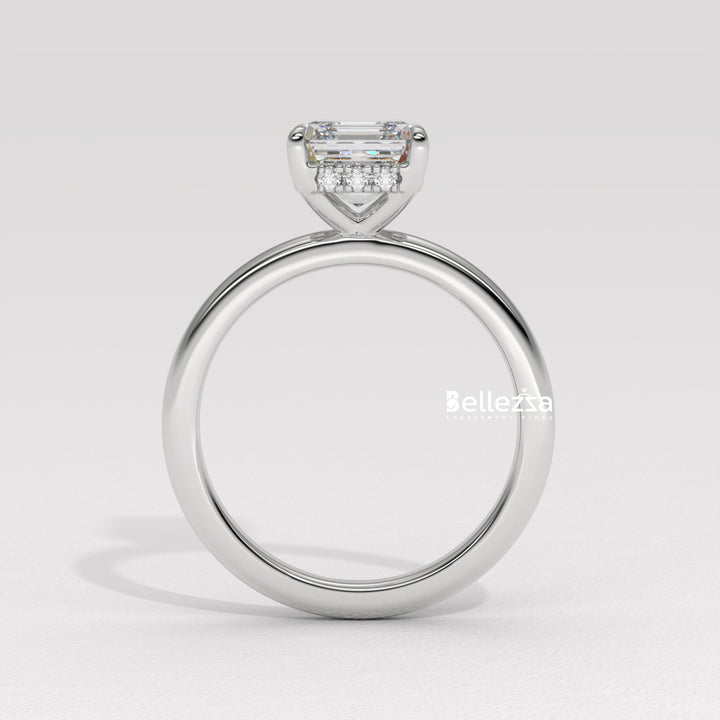 1.50-2.50CT Asscher Cut Diamond Hidden Halo Lab Grown Engagement Ring