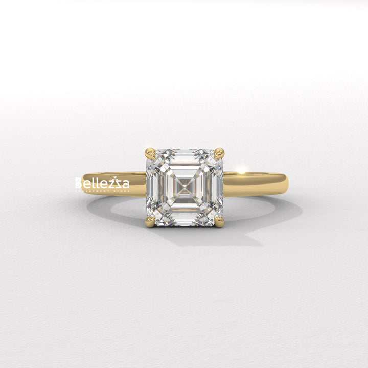 1.50-2.50CT Asscher Cut CVD Diamond Hidden Halo Setting Engagement Ring