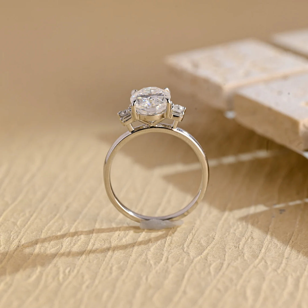 1.50 CT Oval Cut Cluster Diamond Moissanite Engagement Ring