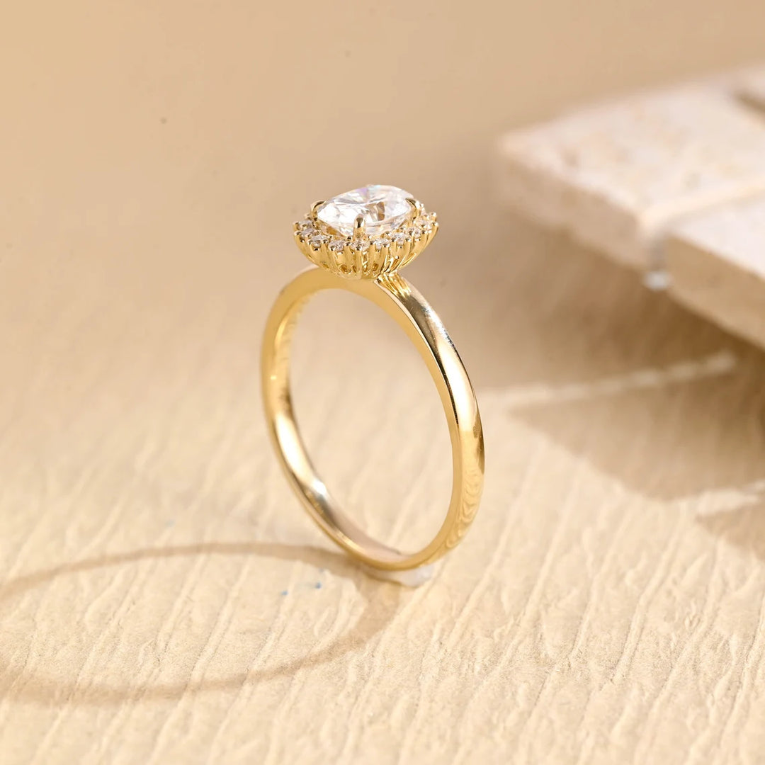 2.0 CT Oval Cut Halo Diamond Moissanite Engagement Ring