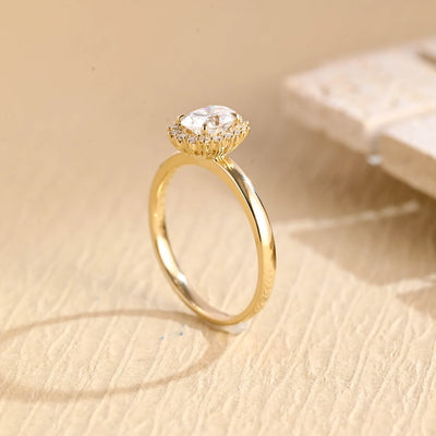 2.0 CT Oval Cut Halo Diamond Moissanite Engagement Ring