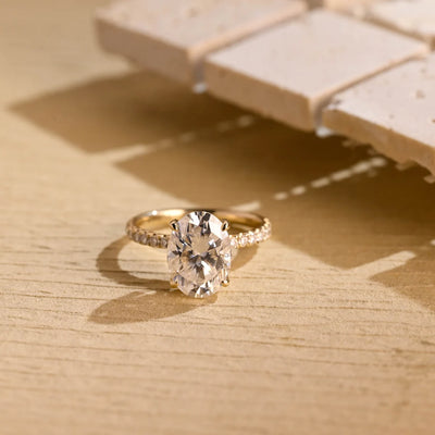 3.0 CT Oval Cut Hidden Halo Moissanite Engagement Ring