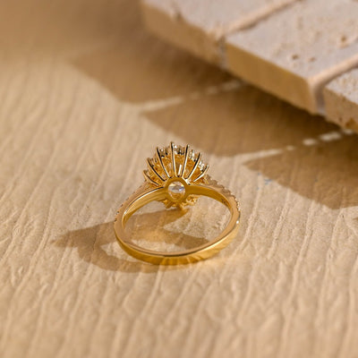 1.50CT Oval Cut Halo Pave Setting Moissanite Engagement Ring