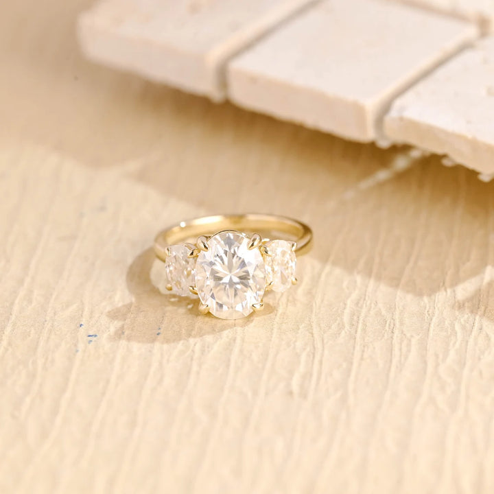 1.50 CT Oval Cut Three Stone Moissanite Engagement Ring