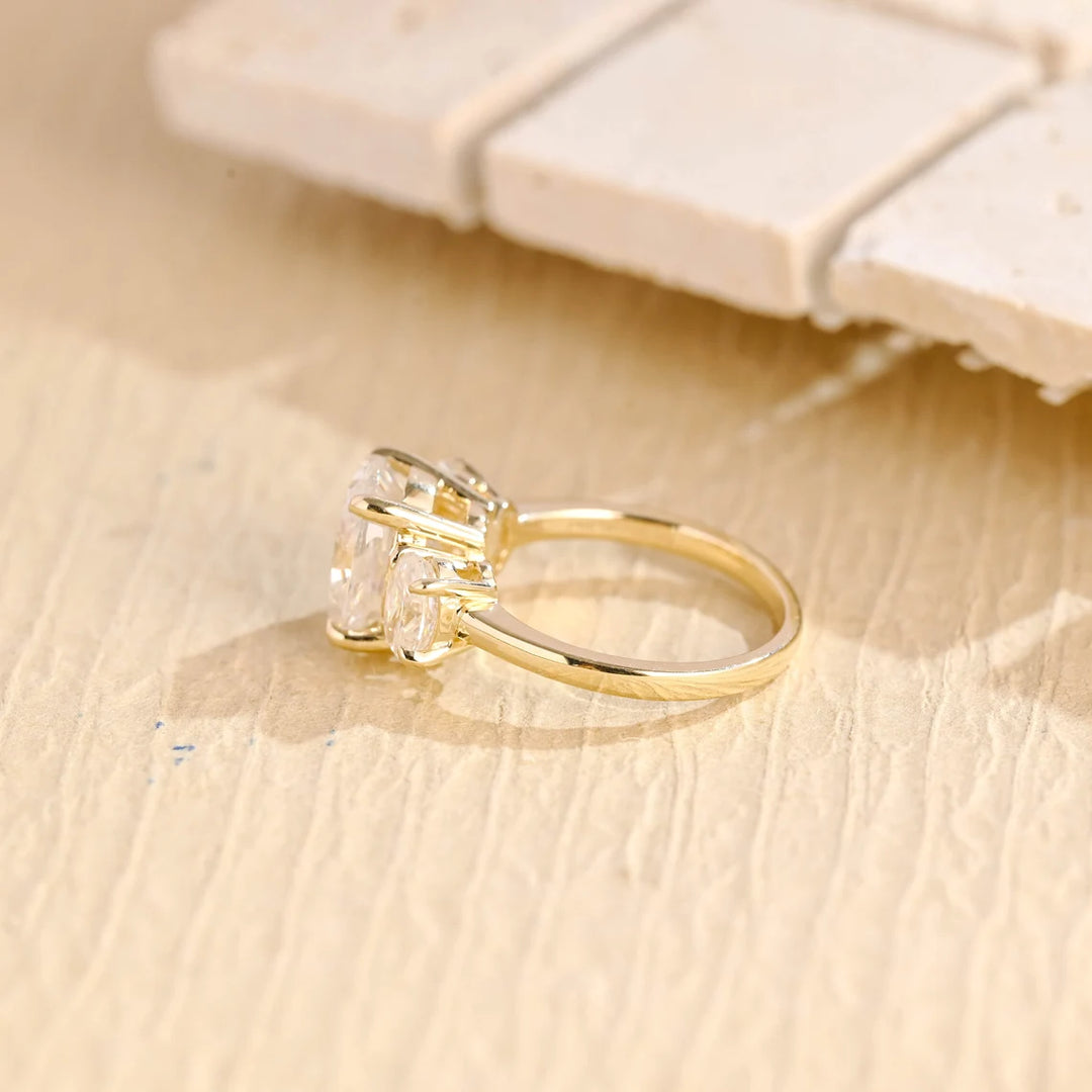 1.50 CT Oval Cut Three Stone Moissanite Engagement Ring