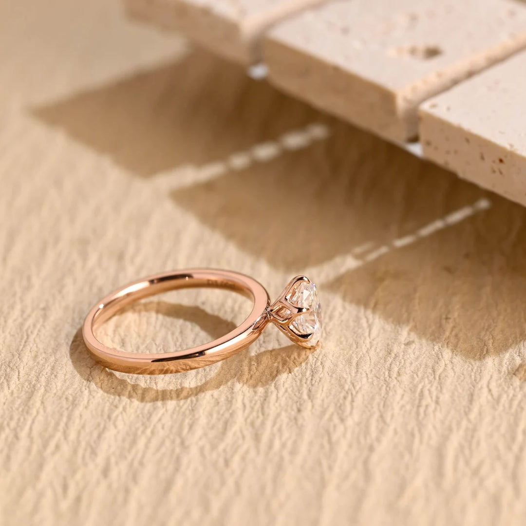 1.0CT Oval Diamond Solitaire Moissanite Engagement Ring