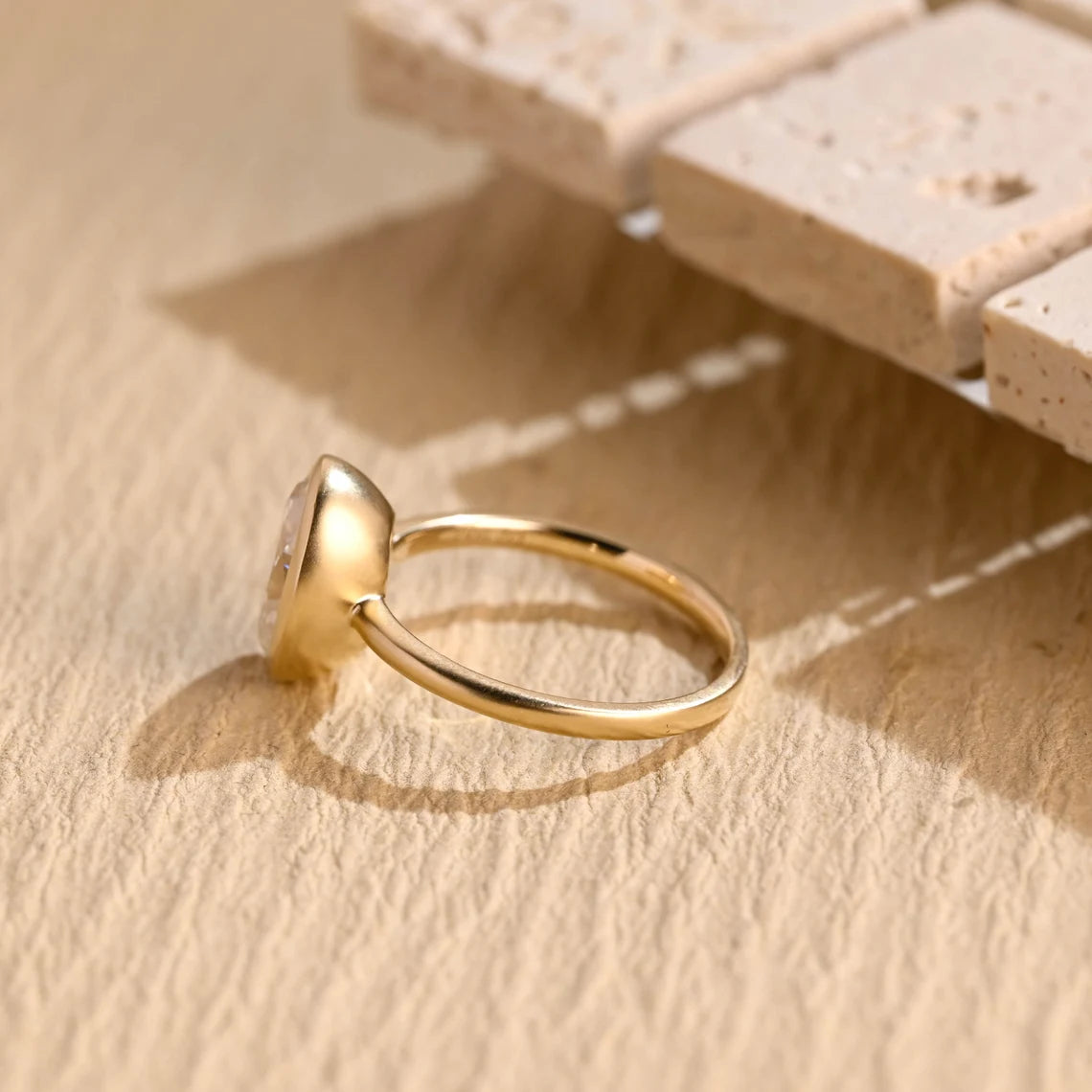 2.0 CT Oval Cut Bezel Setting Solitaire Moissanite Engagement Ring