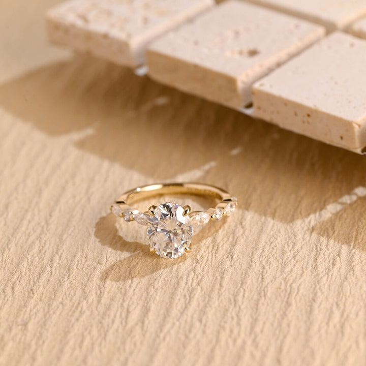 1.50 CT Oval Cut Hidden Halo Moissanite Engagement Ring