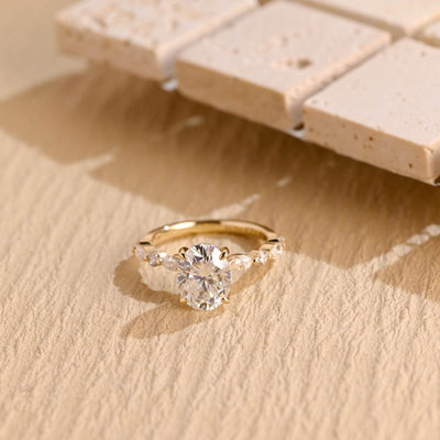 1.50 CT Oval Cut Hidden Halo Moissanite Engagement Ring