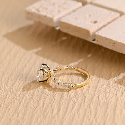 1.50 CT Oval Cut Hidden Halo Moissanite Engagement Ring