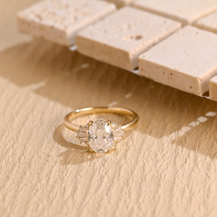 1.50 CT Oval Cut Cluster Diamond Moissanite Engagement Ring