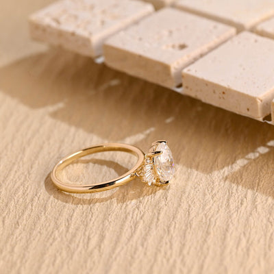 1.50 CT Oval Cut Cluster Diamond Moissanite Engagement Ring