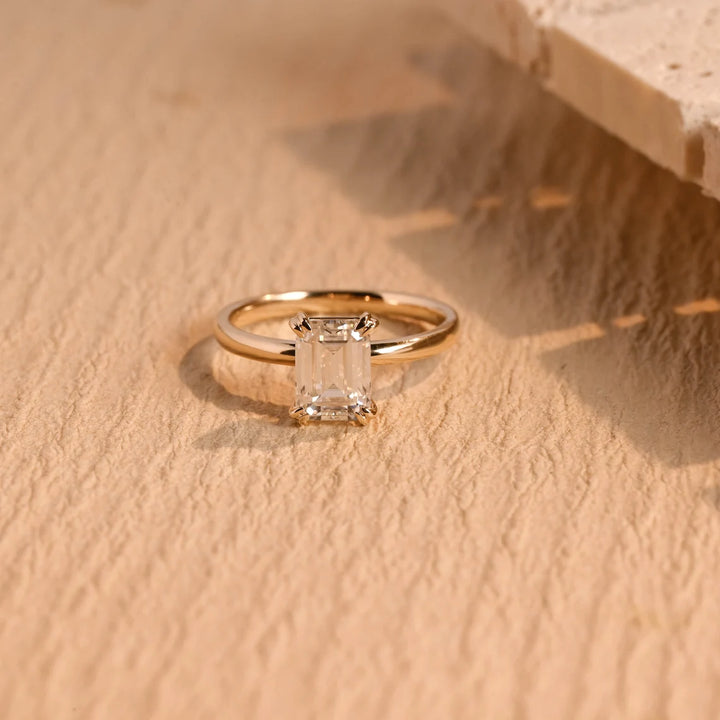 1.50 CT Emerald Cut Diamond Solitaire Moissanite Engagement Ring