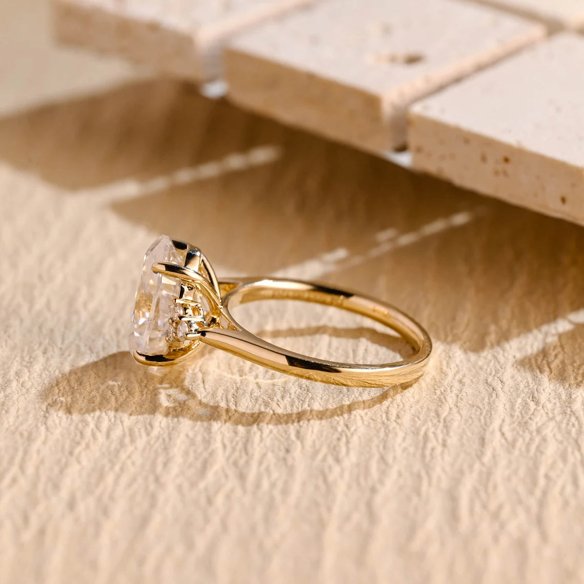 1.50 CT Oval Cut Cluster Diamond Moissanite Engagement Ring